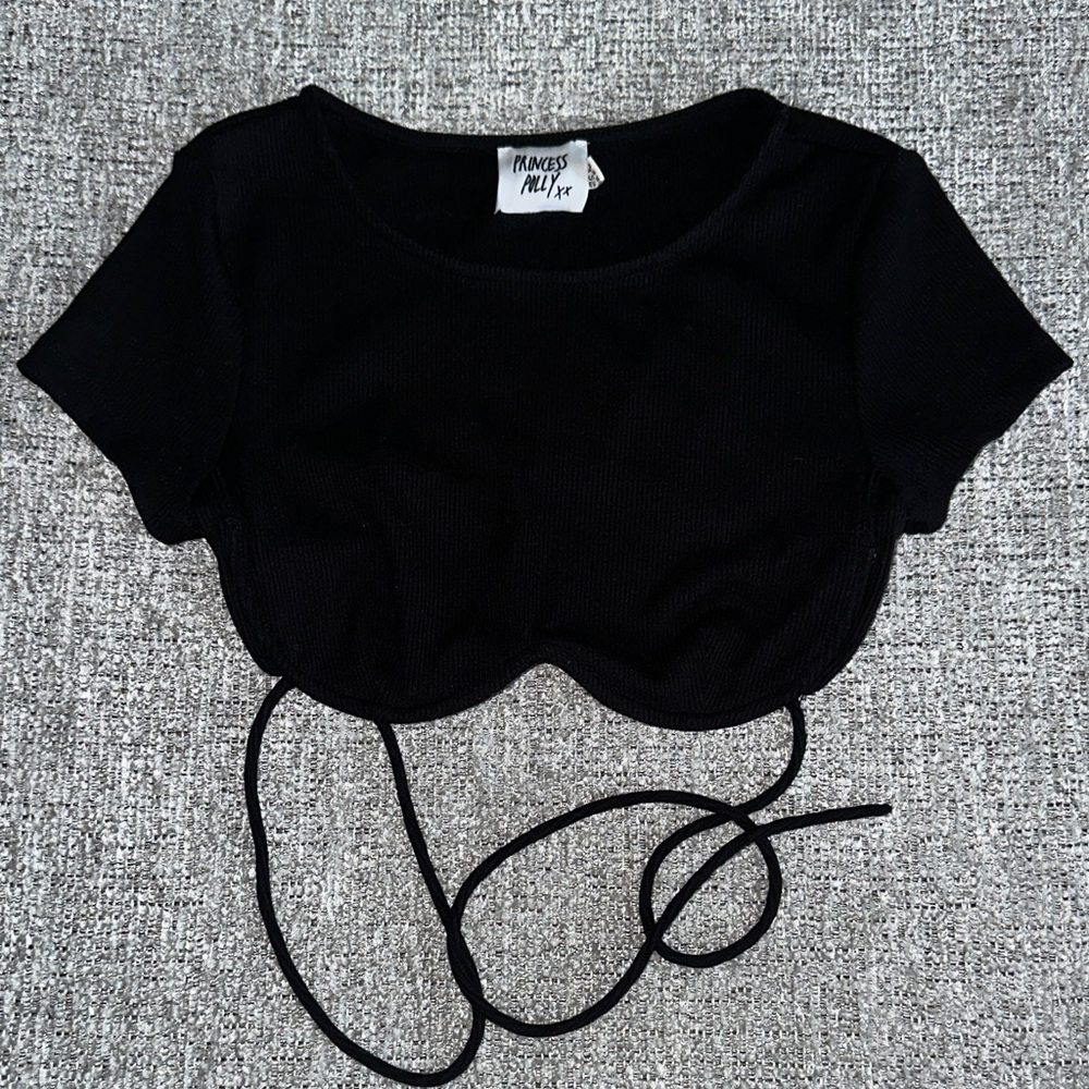Princess Polly UnderWire Tie Black Crop Top